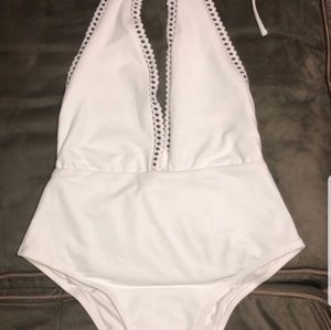 White Halter Top Aerie One Piece Swimsuit